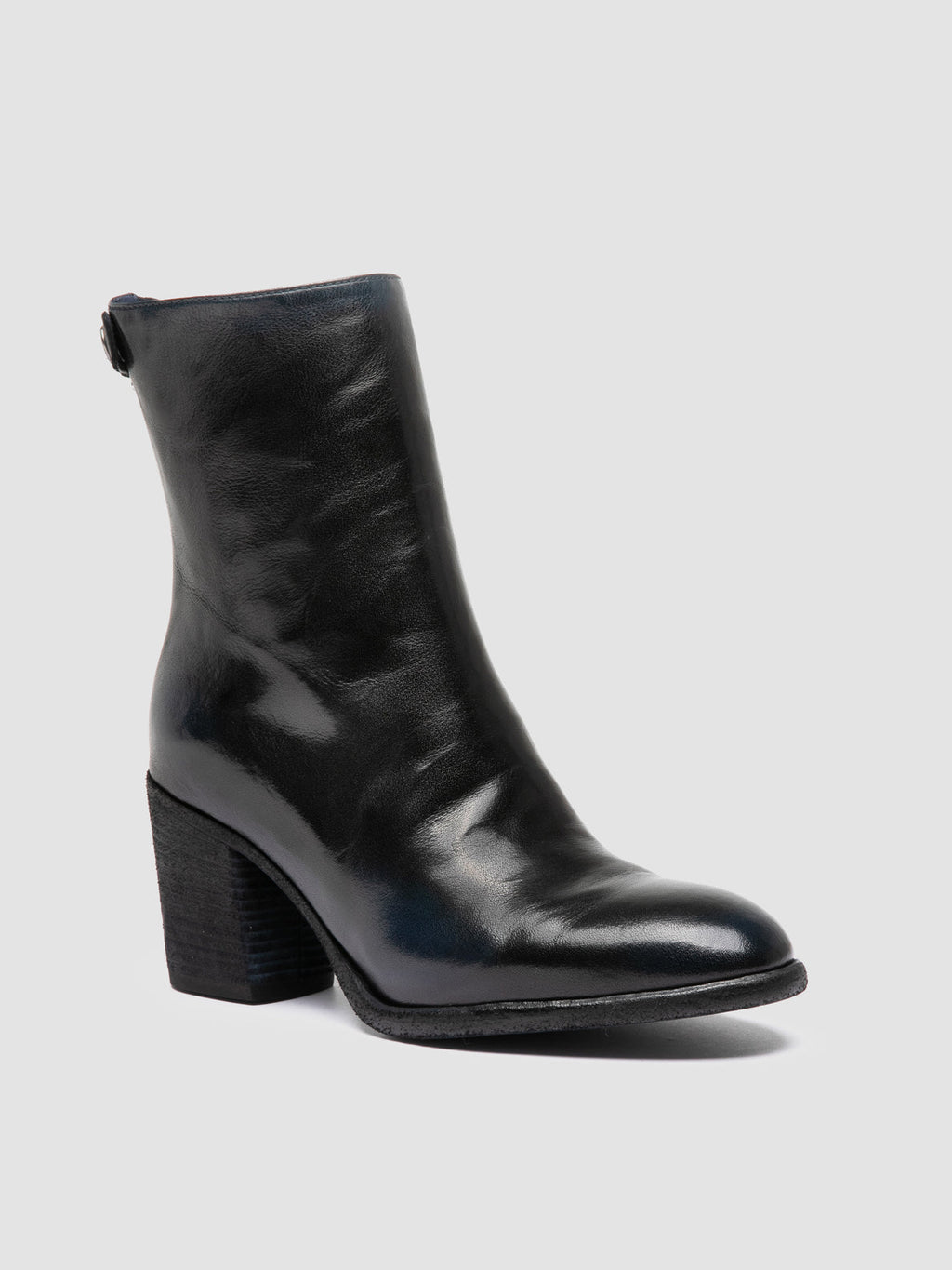 DELICE 002 - Black Leather Zip Boots - image 3,side view