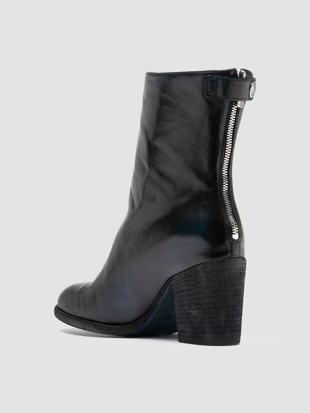 DELICE 002 - Black Leather Zip Boots - image 4,side view