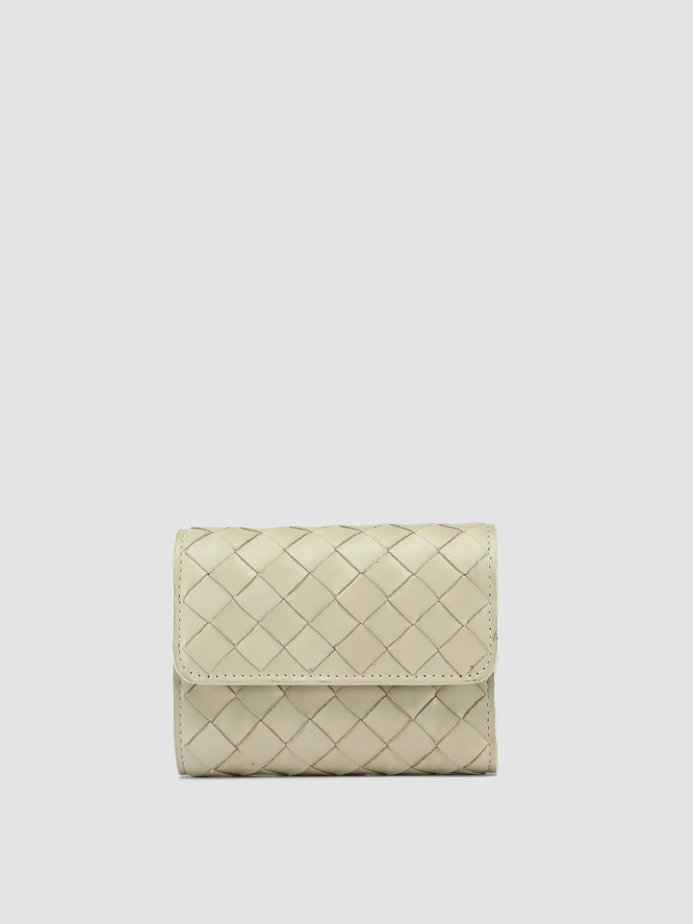 POCHE 110 - Ivory Woven Leather Trifold Wallet - image 1,side view