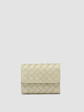 POCHE 110 - Ivory Woven Leather Trifold Wallet - thumb image 1,side view