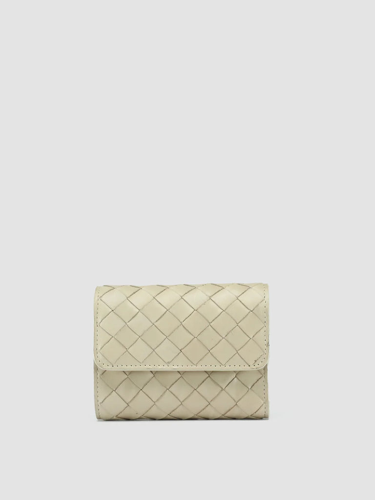 POCHE 110 - Ivory Woven Leather Trifold Wallet