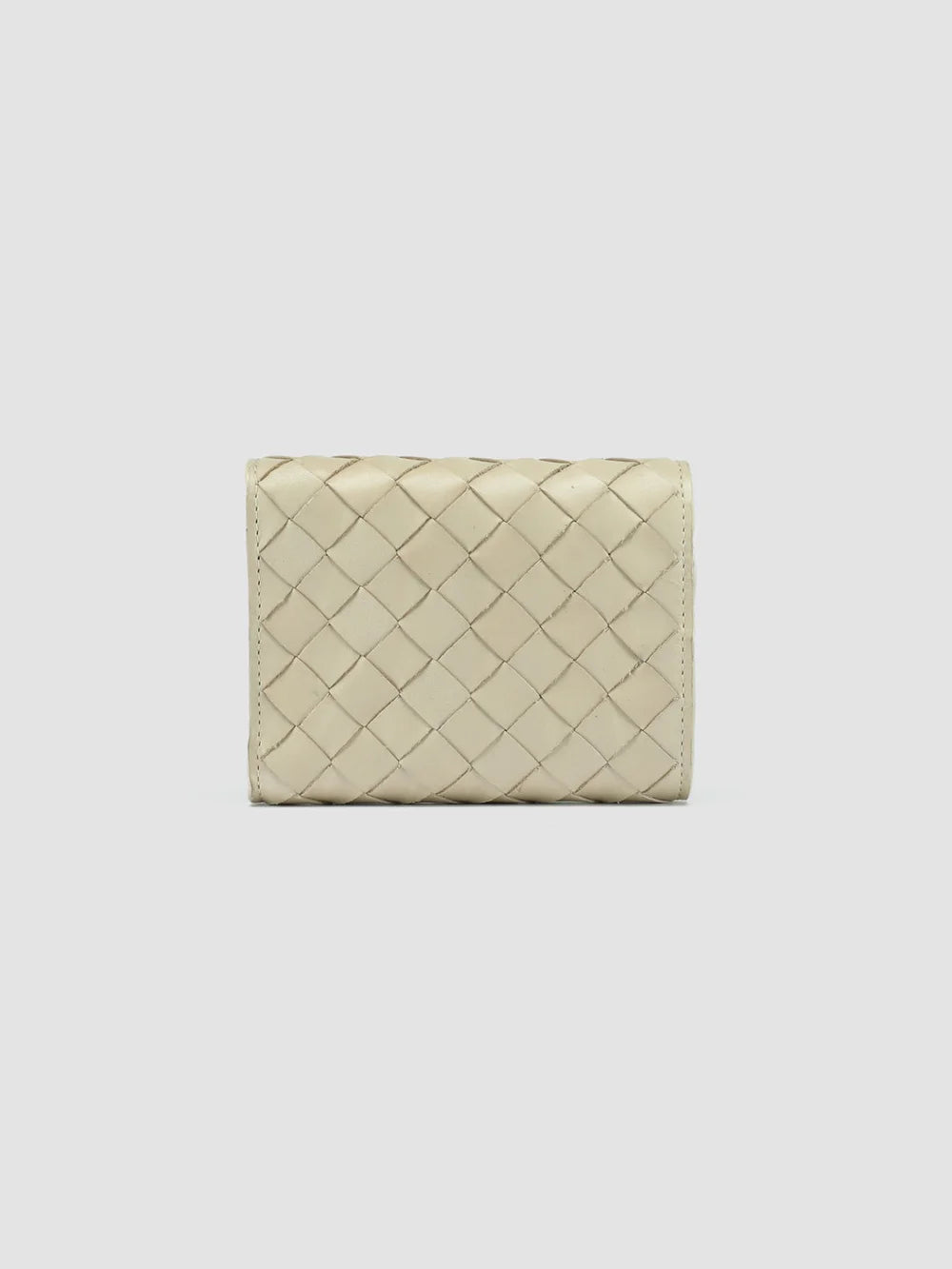 POCHE 110 - Ivory Woven Leather Trifold Wallet - image 3,side view