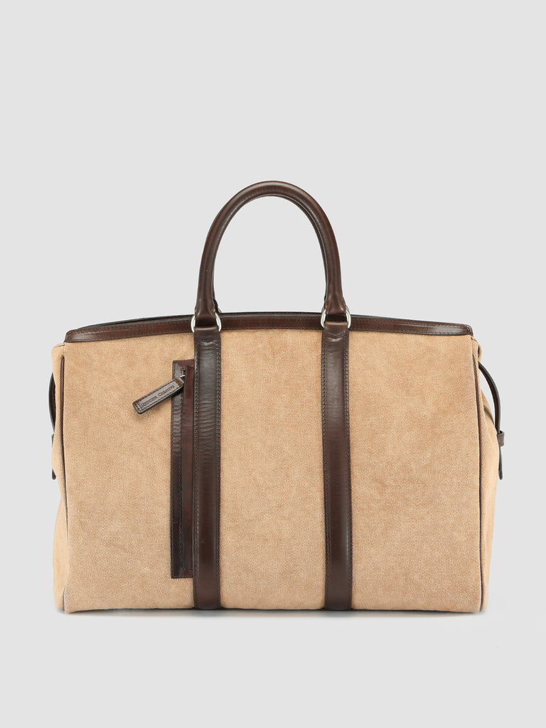 QUENTIN 009 -  Dark Brown Canvas and Leather Bag