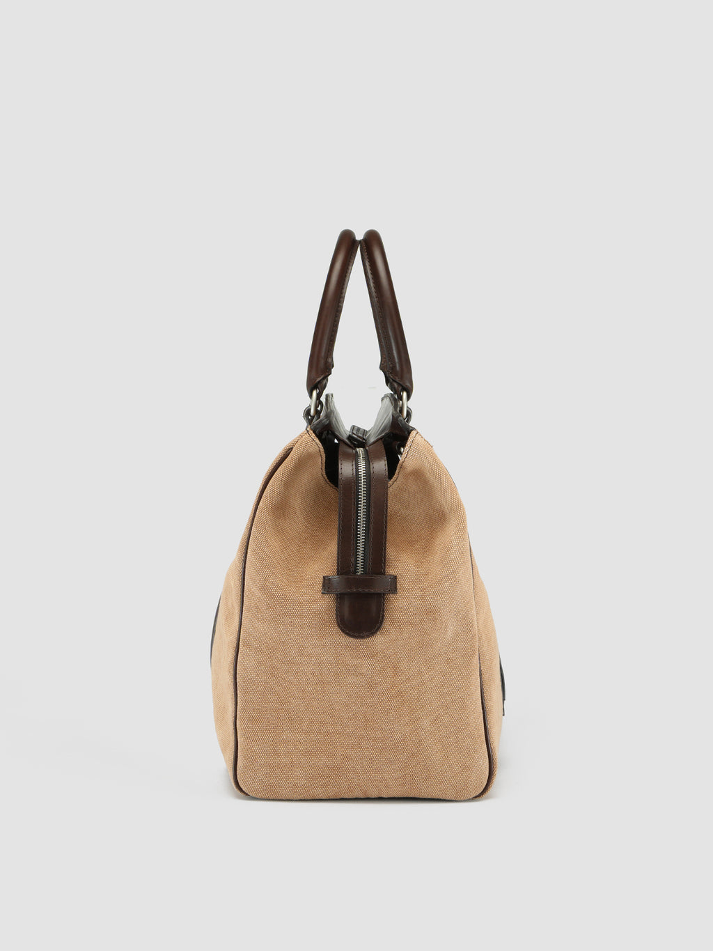 QUENTIN 009 -  Dark Brown Canvas and Leather Bag - image 3,side view