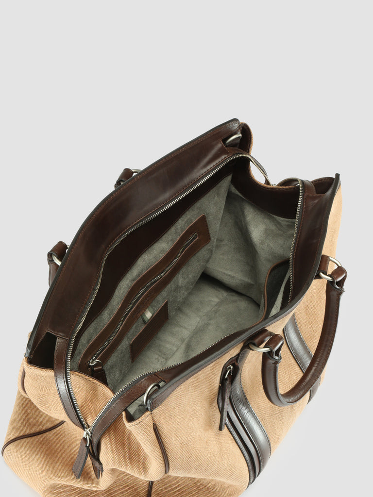 QUENTIN 009 -  Dark Brown Canvas and Leather Bag